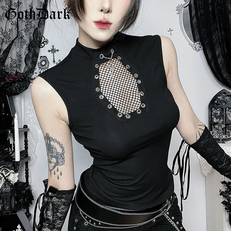 Goth Dark Punk Fashion Sleeveless Tanks Tops Mall Gothic Fishing Net Patchwork Bottoming Shirts Women Trim Y2K Vest Techwear Alt
Goth Dark Punk Fashion Sleeveless Tanks Tops Mall Gothic Fishing Net Patchwork Bottoming Shirts Women Trim Y2K Vest Techwear Alt