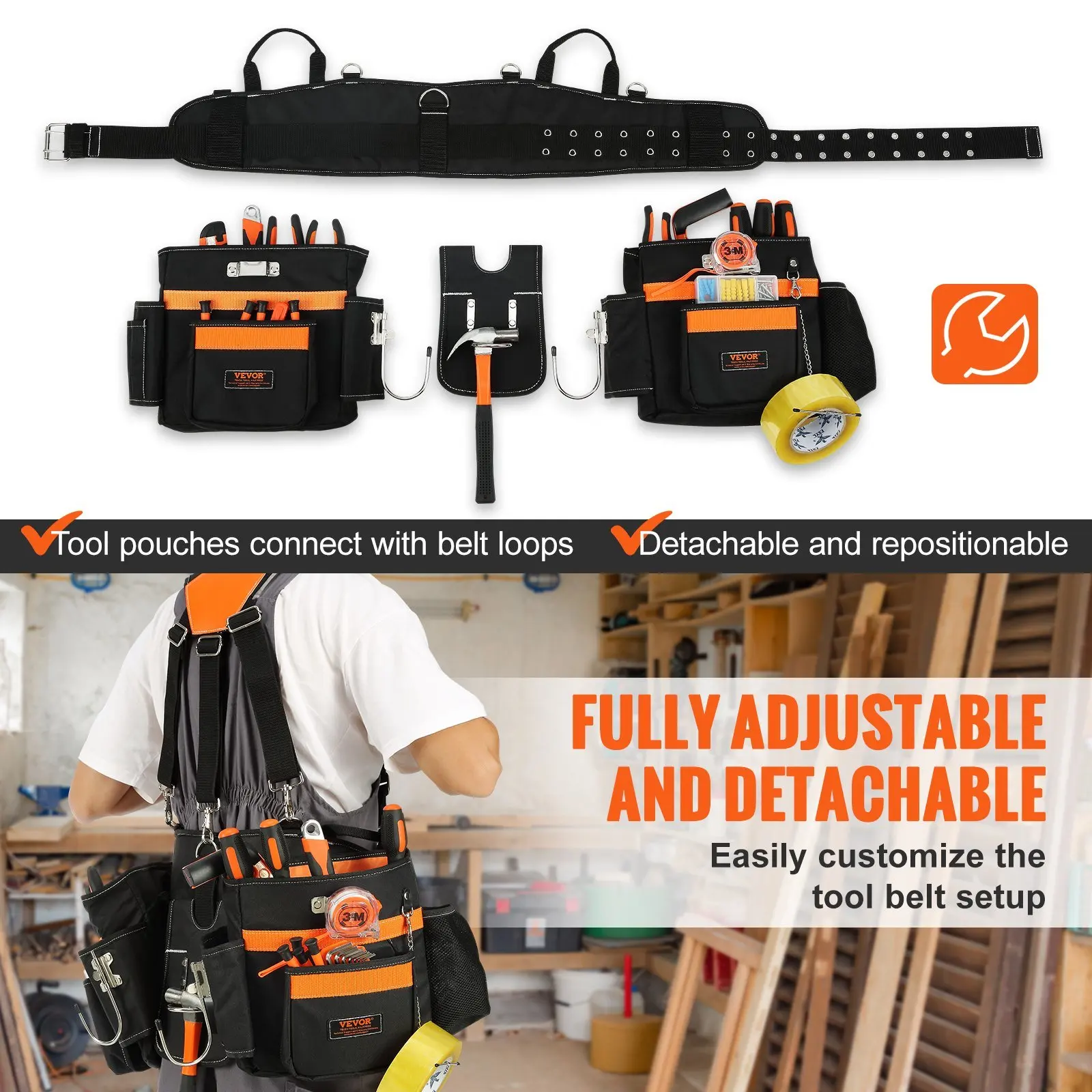 600D Polyester Heavy Duty Carpenter Tool Pouch for Carpenters, Tool Belt with Suspenders29 Pockets,
600D Polyester Heavy Duty Carpenter Tool Pouch for Carpenters, Tool Belt with Suspenders29 Pockets,