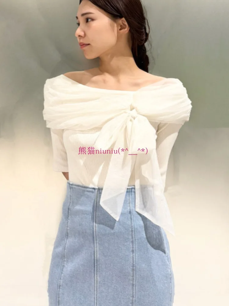 Sweet Style Women's Knitted Sweater with Knot Thin Cloth Splicing One Shoulder Design Long Sleeve Regular Fit Spring
Sweet Style Women's Knitted Sweater with Knot Thin Cloth Splicing One Shoulder Design Long Sleeve Regular Fit Spring