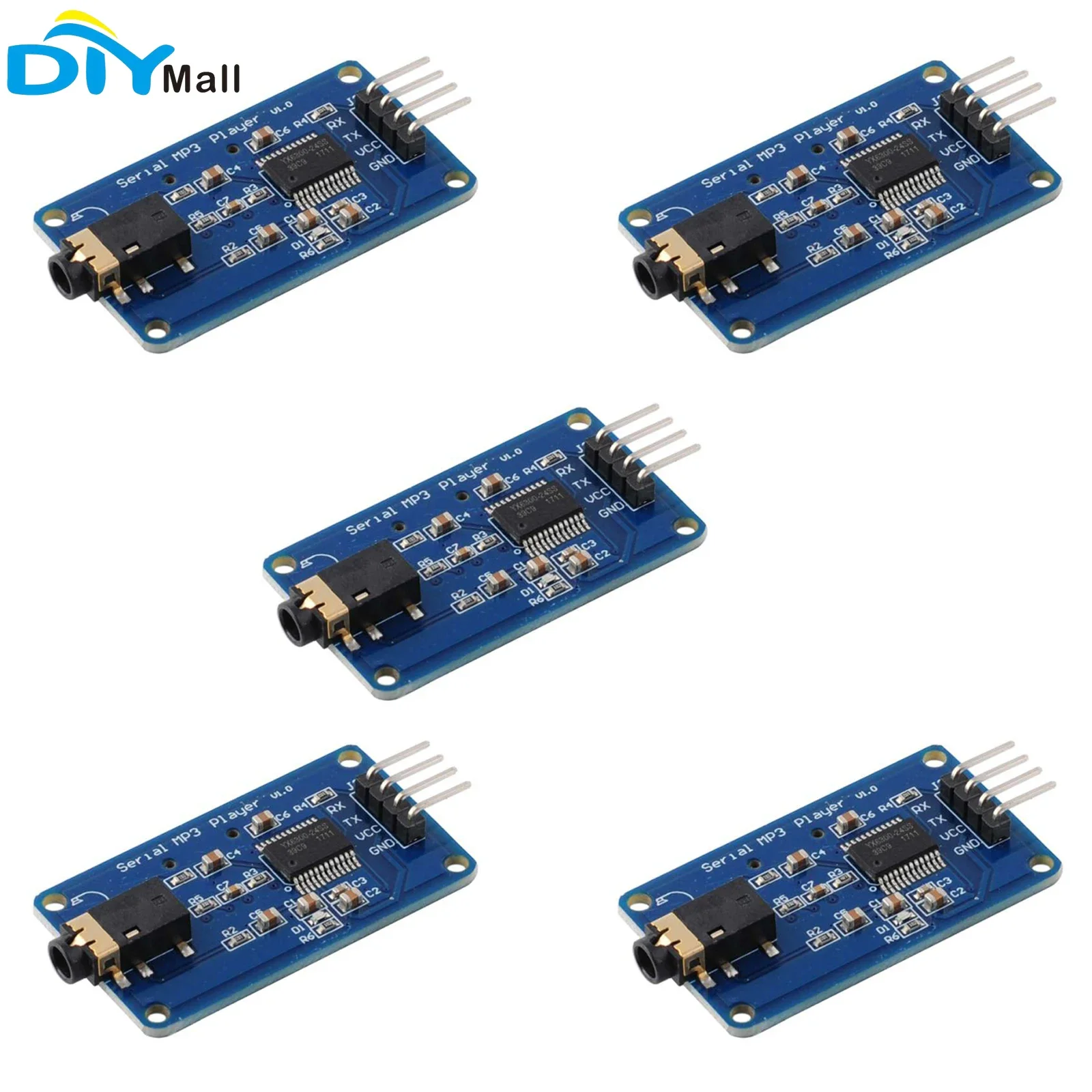 YX6300 MP3 Music Player Module UART TTL Serial Control with SD/TF Card Support 3.2-5.2V for DIY Electronics Projects