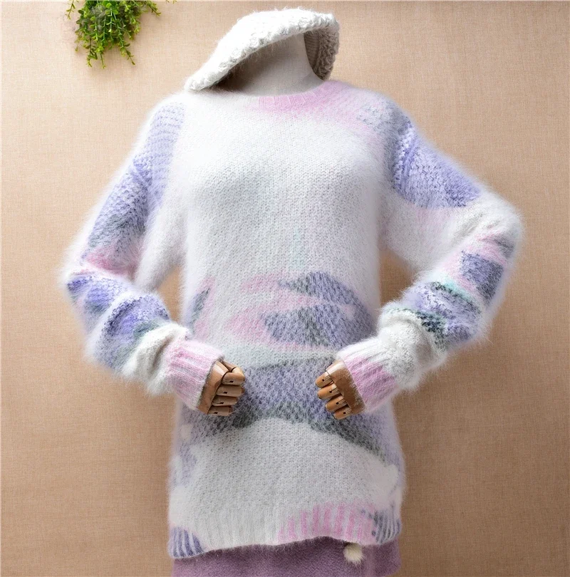 04 Ladies Women Fall Winter Vintage Colored Printing Hairy Angora Rabbit Hair Knitted O-Neck Slim Blouse Pullover Jumper Sweater
04 Ladies Women Fall Winter Vintage Colored Printing Hairy Angora Rabbit Hair Knitted O-Neck Slim Blouse Pullover Jumper Sweater