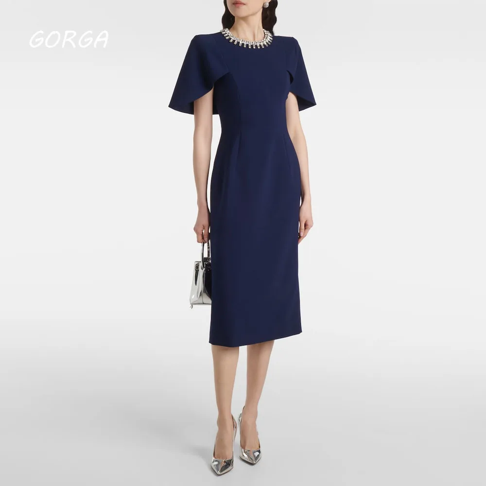 GORGA Customized Navy Blue Knee-Length Crepe Evening Dress Beading O-Neck Prom Dress Half Sleeves 2025 Mermaid Party Dress
GORGA Customized Navy Blue Knee-Length Crepe Evening Dress Beading O-Neck Prom Dress Half Sleeves 2025 Mermaid Party Dress