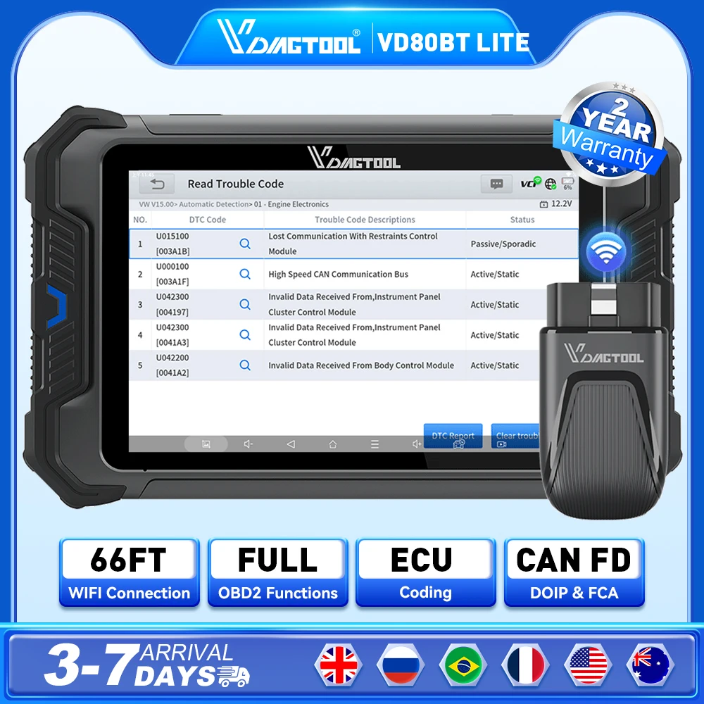 VDIAGTOOL VD80 BT LITE Автомобильные диагностические инструменты Все системы двунаправленный считыватель автомобильных кодов 31 Сброс OBD 2 Автомобильный сканер FCA
VDIAGTOOL VD80 BT LITE Автомобильные диагностические инструменты Все системы двунаправленный считыватель автомобильных кодов 31 Сброс OBD 2 Автомобильный сканер FCA
