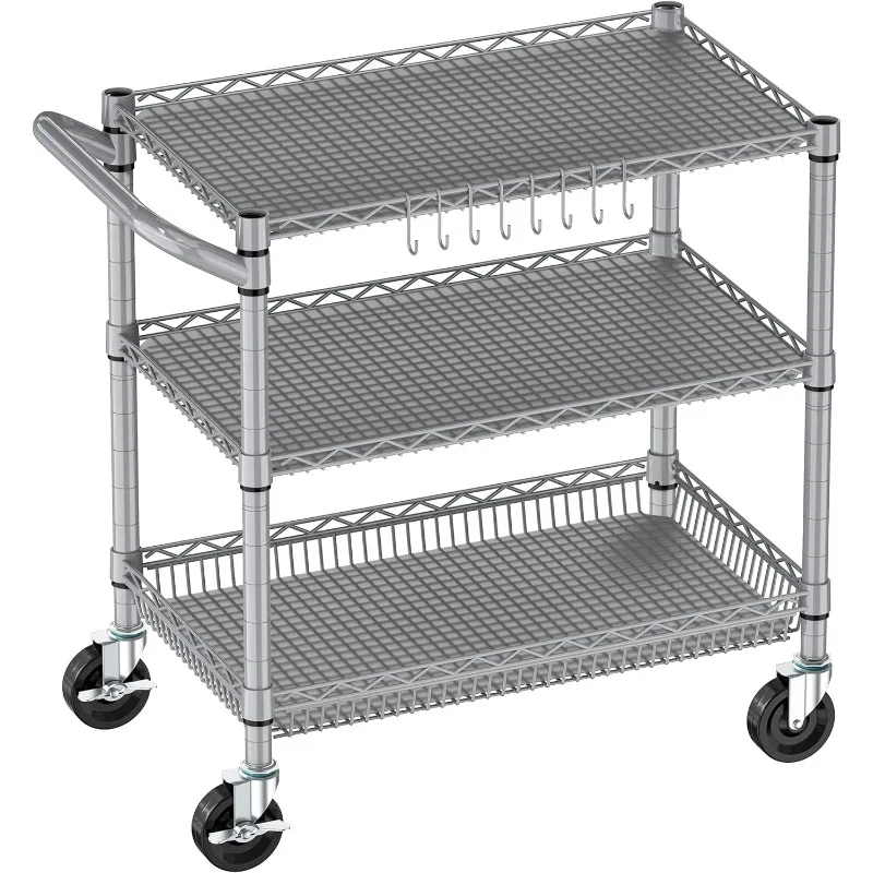 3 Tier Rolling Cart Heavy Duty, Utility Cart with Wheels Commercial Grade Wire Kitchen Storage Trolley Metal Cart Organizer
3 Tier Rolling Cart Heavy Duty, Utility Cart with Wheels Commercial Grade Wire Kitchen Storage Trolley Metal Cart Organizer