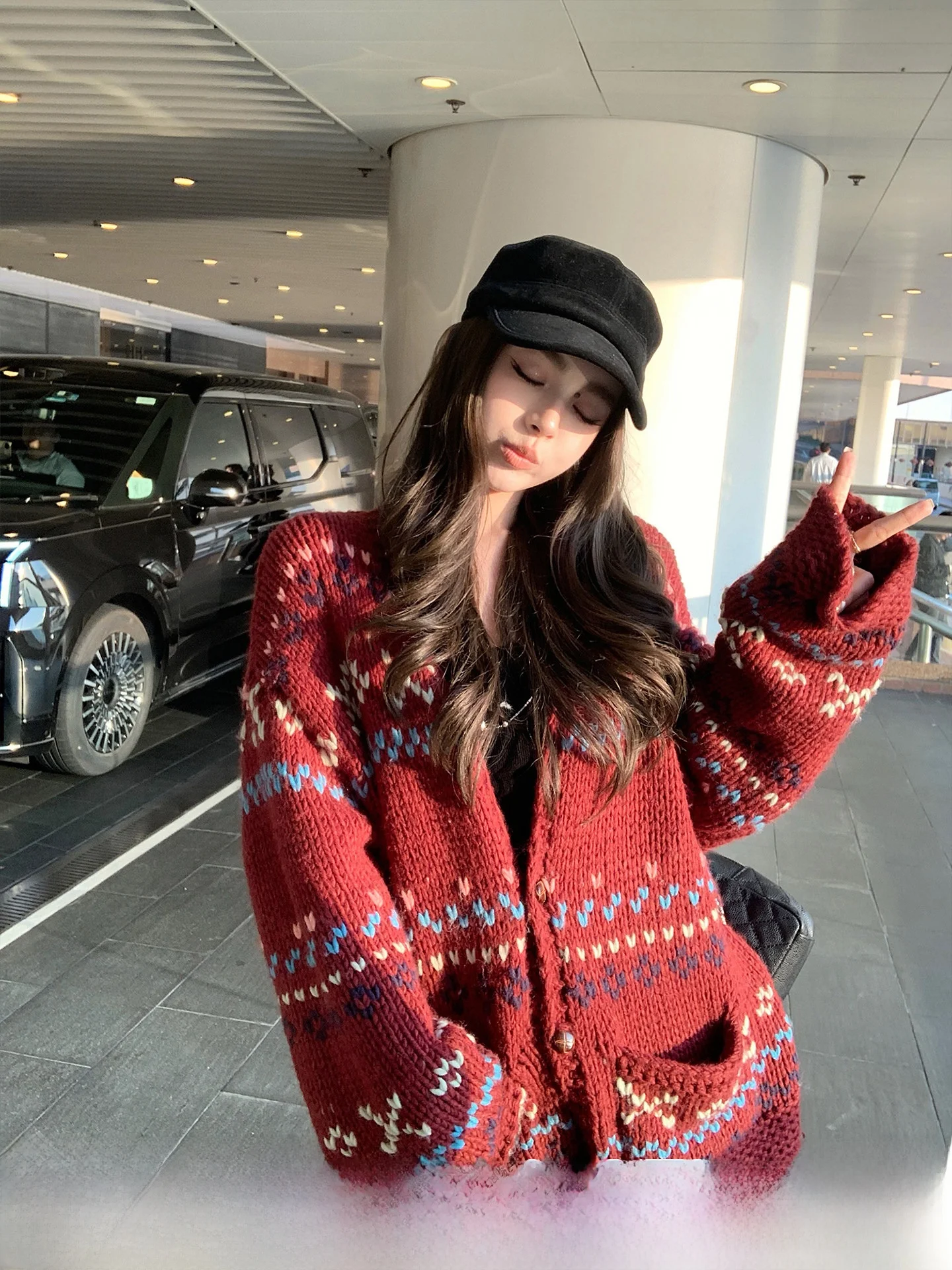 Thi Woolen Knitted Cardigan Coat Sweet Ripe Berries Series American Sle Loose Fit Long Sve Winter Outerwear
Thi Woolen Knitted Cardigan Coat Sweet Ripe Berries Series American Sle Loose Fit Long Sve Winter Outerwear