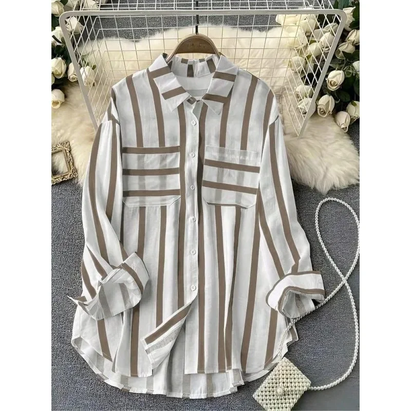 Плюс размер 1XL-5XL, женская модная рубашка в полоску с длинным рукавом, повседневная свободная длинная блузка и топы, женские рубашки
Плюс размер 1XL-5XL, женская модная рубашка в полоску с длинным рукавом, повседневная свободная длинная блузка и топы, женские рубашки