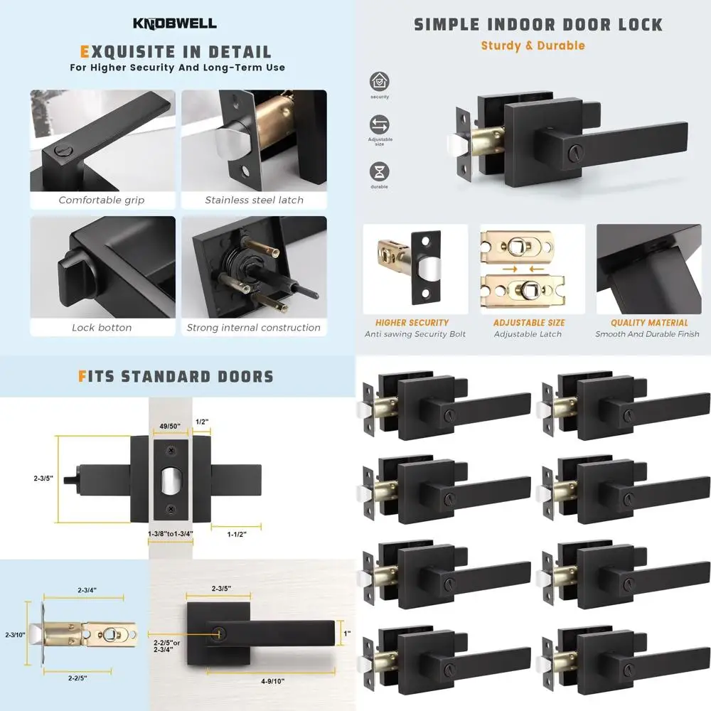 Черные дверные ручки с рычагом конфиденциальности, 8 шт., сверхмощные, 2,07 фунта, двусторонние для внутренних дверей кровати и ванной
Черные дверные ручки с рычагом конфиденциальности, 8 шт., сверхмощные, 2,07 фунта, двусторонние для внутренних дверей кровати и ванной