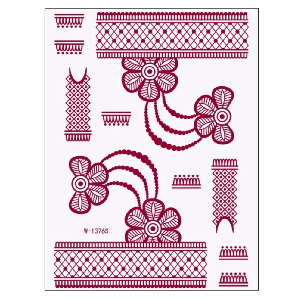 Red Mehndi Stickers Henna Tattoo Stickers Legs Arm Wedding Tool Red Henna Tattoo Decals Waterproof Lace Fake Tattoo
Red Mehndi Stickers Henna Tattoo Stickers Legs Arm Wedding Tool Red Henna Tattoo Decals Waterproof Lace Fake Tattoo