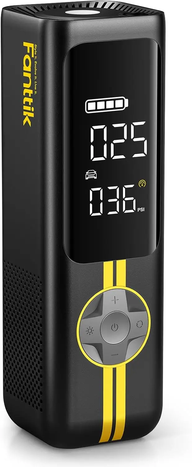 Portable Air Compressor, 1 Min Fast Inflation, 150PSI Cordless Tire Inflator with LED Dual Screen for Car Bike Motorcycle
Portable Air Compressor, 1 Min Fast Inflation, 150PSI Cordless Tire Inflator with LED Dual Screen for Car Bike Motorcycle