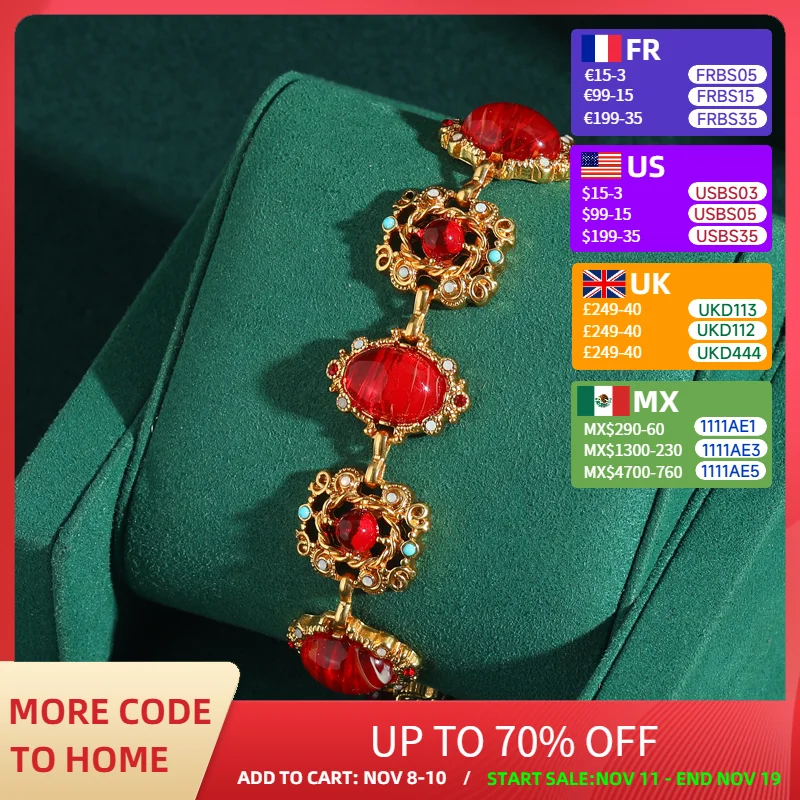 Vintage Gold Color Red Crystal Bracelet For Women Natural Stone Oval Colorful Rhinestones Round Antique Jewelry Accessories 2025
Vintage Gold Color Red Crystal Bracelet For Women Natural Stone Oval Colorful Rhinestones Round Antique Jewelry Accessories 2025