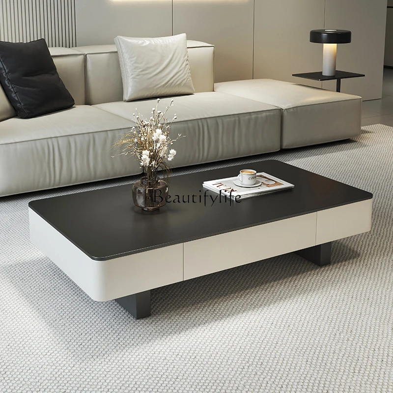 Italian minimalist living room household rectangular black and white rock slab coffee table
Italian minimalist living room household rectangular black and white rock slab coffee table