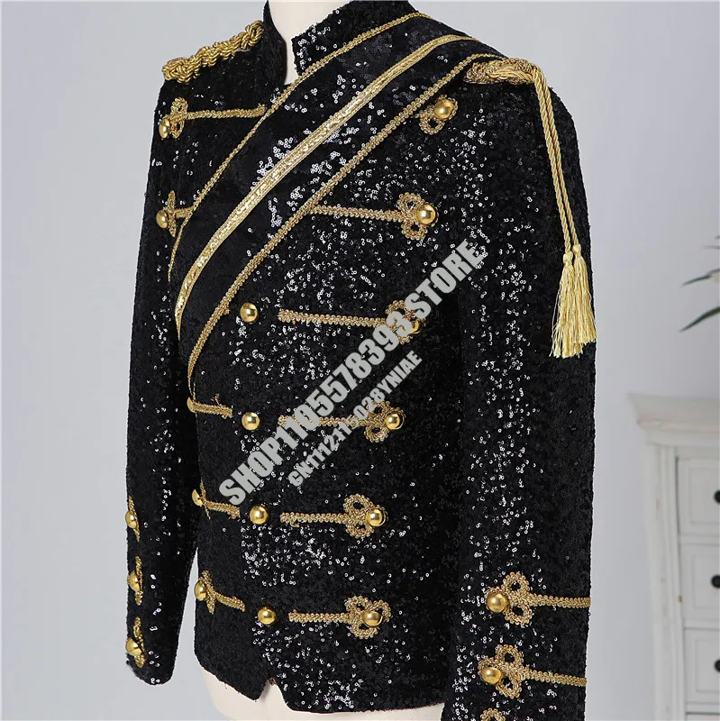 Modern Michael Jackson Sequined Performance Outfit New Men's Banquet Guest Band Rock Singer Costume Stand Up Collar Jacket
Modern Michael Jackson Sequined Performance Outfit New Men's Banquet Guest Band Rock Singer Costume Stand Up Collar Jacket