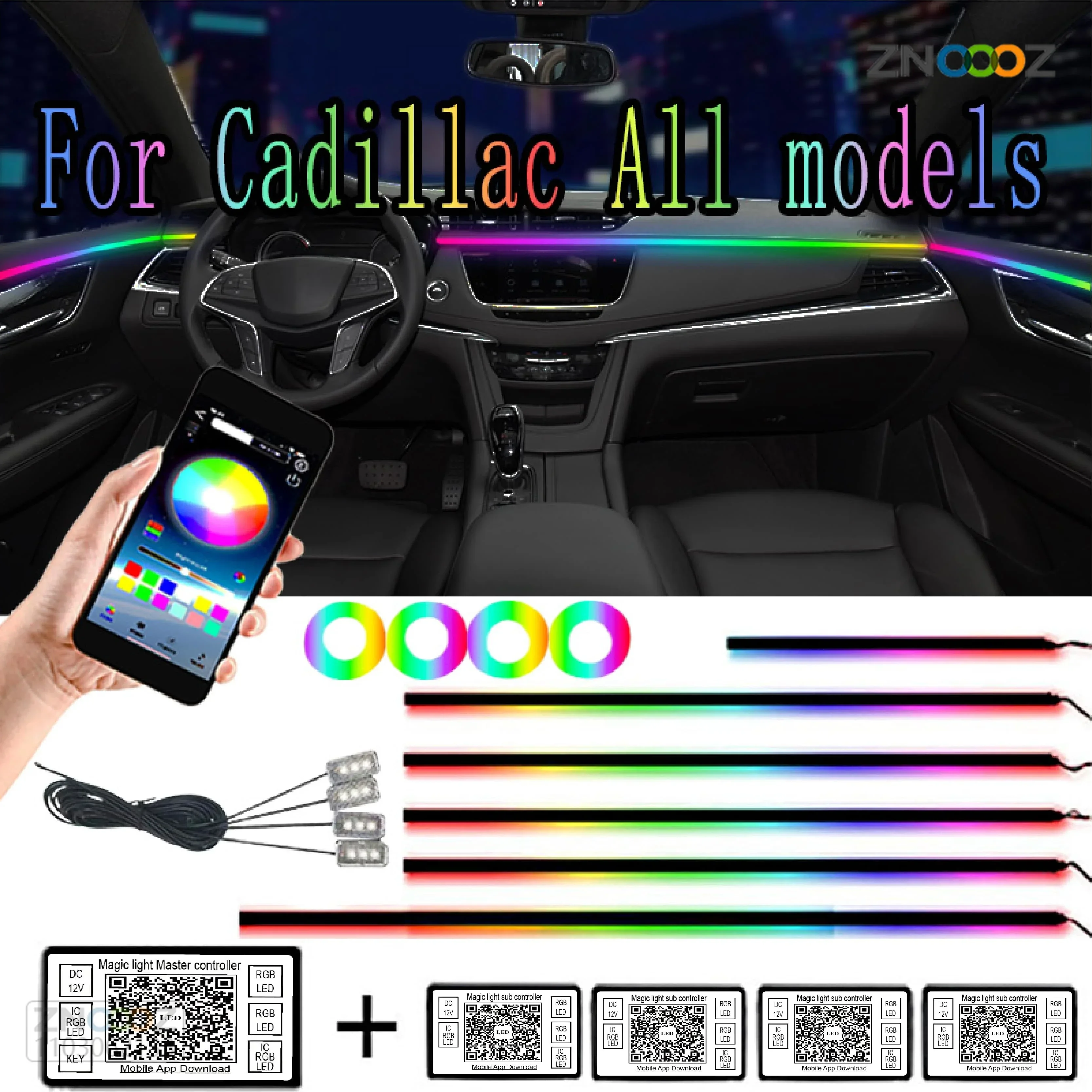 18 in 1 64 Color RGB Symphony Car Atmosphere Interior Light Acrylic Guide Fiber Optic Universal Decoration Ambient For Cadillac
18 in 1 64 Color RGB Symphony Car Atmosphere Interior Light Acrylic Guide Fiber Optic Universal Decoration Ambient For Cadillac