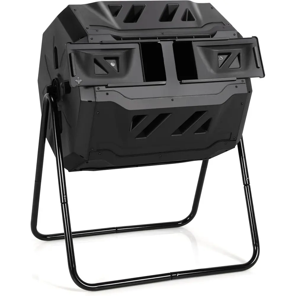 43 Gallon Dual Chamber Rotating Compost Bin with Sliding Door, Aeration, Outdoor Garden Yard Use
43 Gallon Dual Chamber Rotating Compost Bin with Sliding Door, Aeration, Outdoor Garden Yard Use