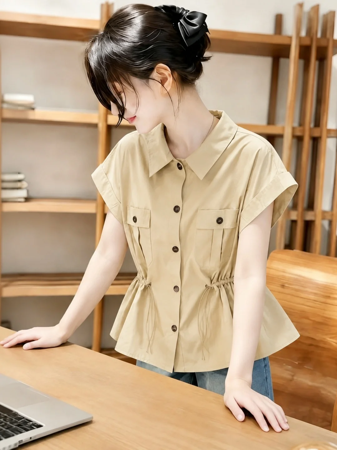 Slimming Short Sleeve Shirt Women's Single Button Design Korean Style Commute Fashion Regular Fit Summer New Arrival
Slimming Short Sleeve Shirt Women's Single Button Design Korean Style Commute Fashion Regular Fit Summer New Arrival