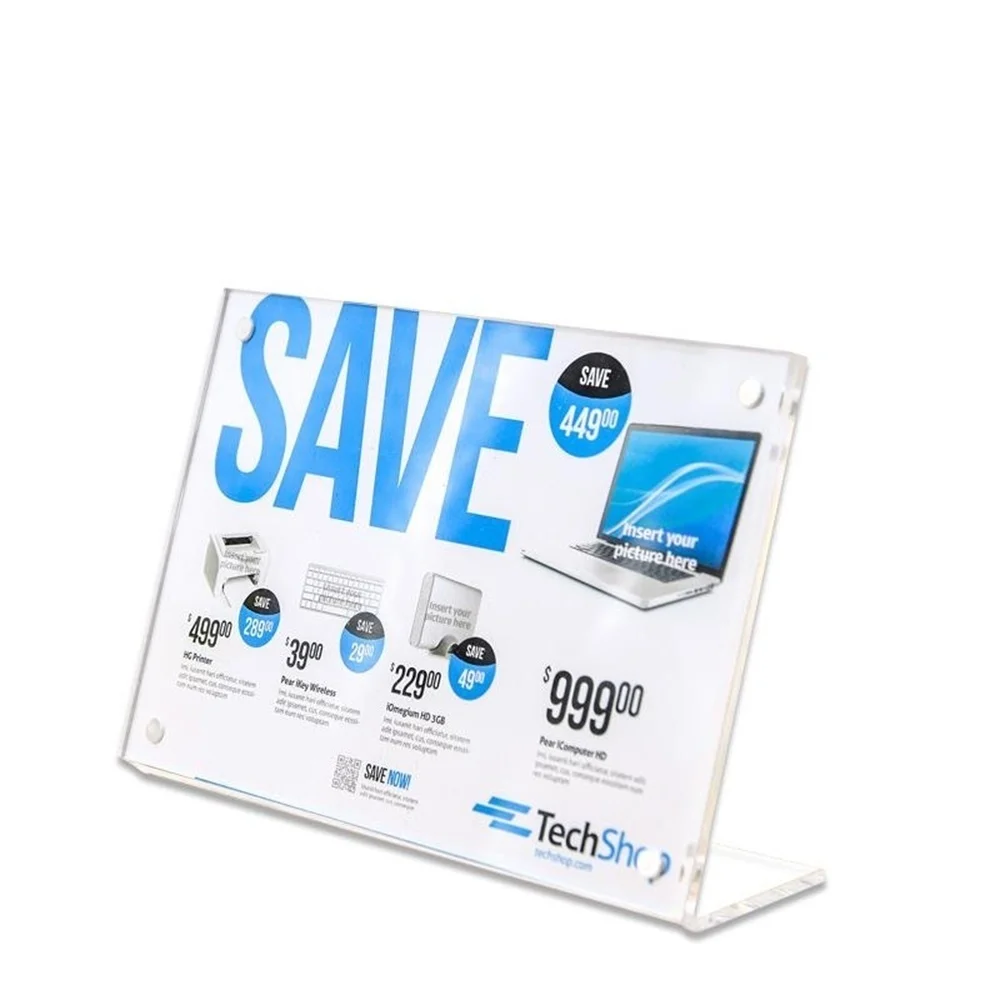 Horizontal Card Holder Stand Acrylic Magnetic Label Frame L Sign Stan Desktop Billboard Price Tag Display Poster Rack Menu Stand
Horizontal Card Holder Stand Acrylic Magnetic Label Frame L Sign Stan Desktop Billboard Price Tag Display Poster Rack Menu Stand