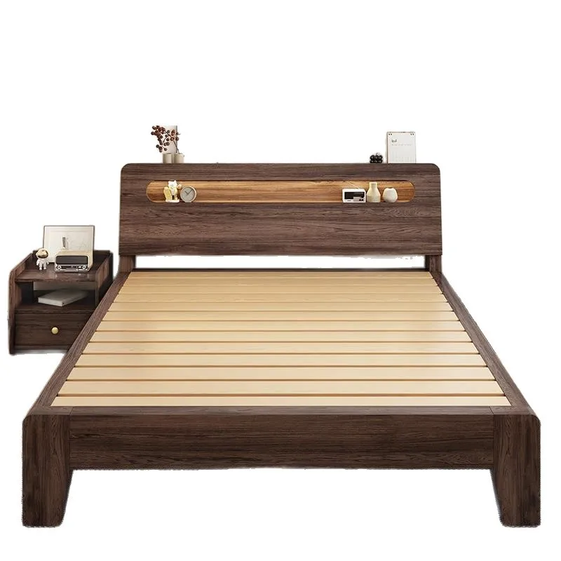 Solid wood bed deep walnut board type 1.5m household double bed 1.8 master bedroom economy rental room single bed rack
Solid wood bed deep walnut board type 1.5m household double bed 1.8 master bedroom economy rental room single bed rack