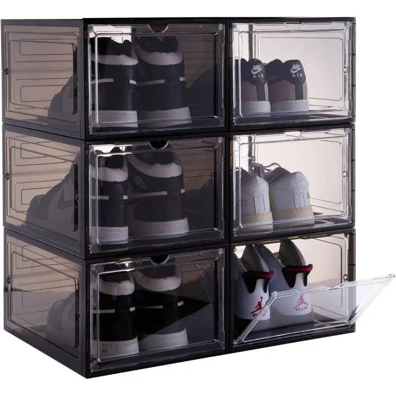 Shoe Organizer Shoe Storage Boxes, 6 Pack Large Drop Front Shoe Boxes with Magnetic Door
Shoe Organizer Shoe Storage Boxes, 6 Pack Large Drop Front Shoe Boxes with Magnetic Door