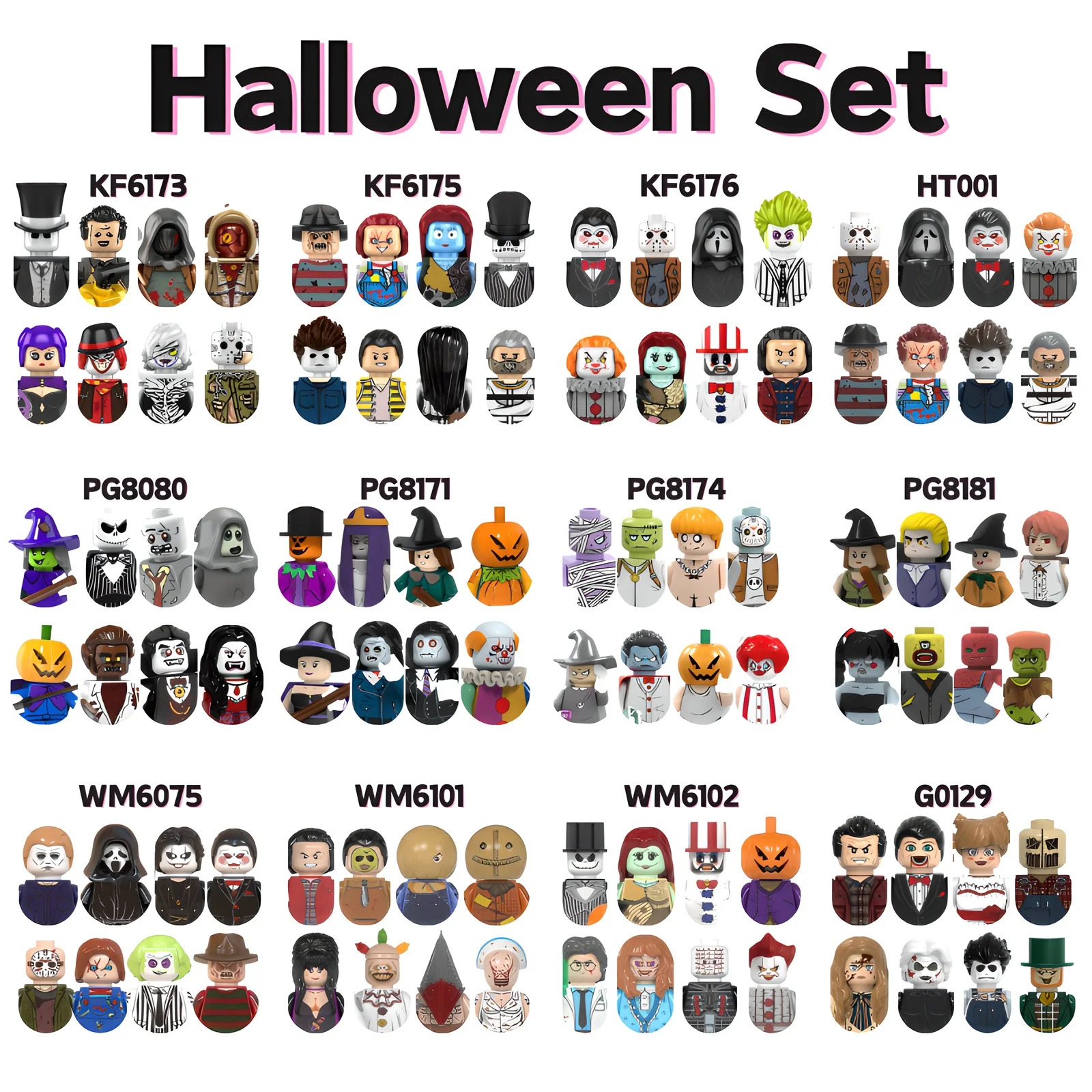 Набор блочных фигурок Disney на Хэллоуин, включает Джек Скеллингтон, Салли и другие иницические иероглифы из классических фильмов ужасов.
Набор блочных фигурок Disney на Хэллоуин, включает Джек Скеллингтон, Салли и другие иницические иероглифы из классических фильмов ужасов.