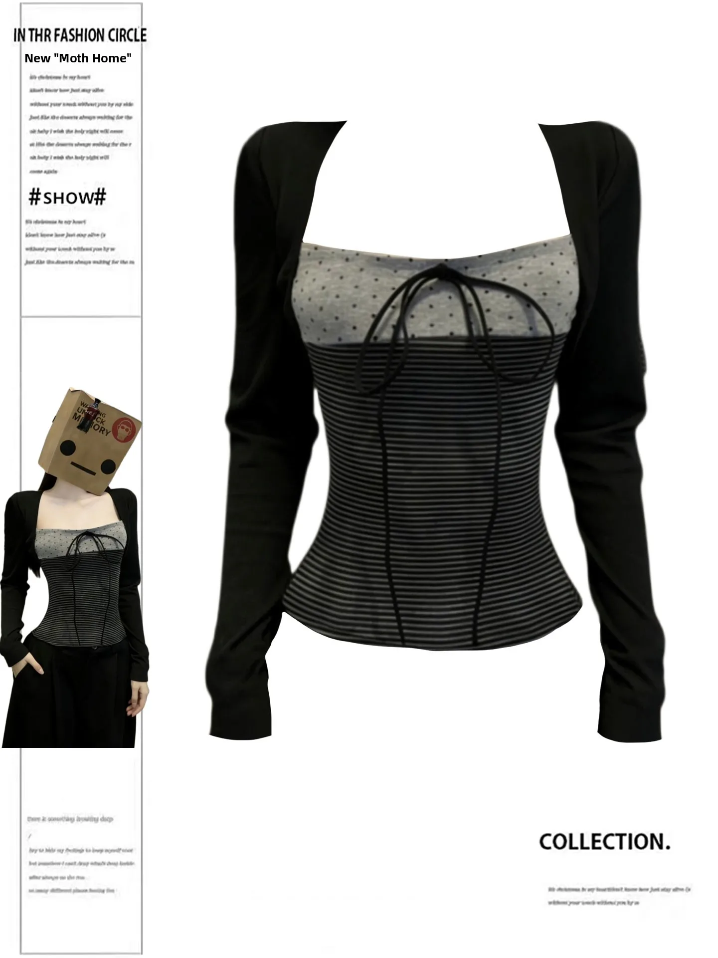 Korean Style plus Size T-Shirt Women's Spring Autumn Plaid Square Collar Top Fake Two-Piece Striped Bandage Fat MM Korean Style
Korean Style plus Size T-Shirt Women's Spring Autumn Plaid Square Collar Top Fake Two-Piece Striped Bandage Fat MM Korean Style