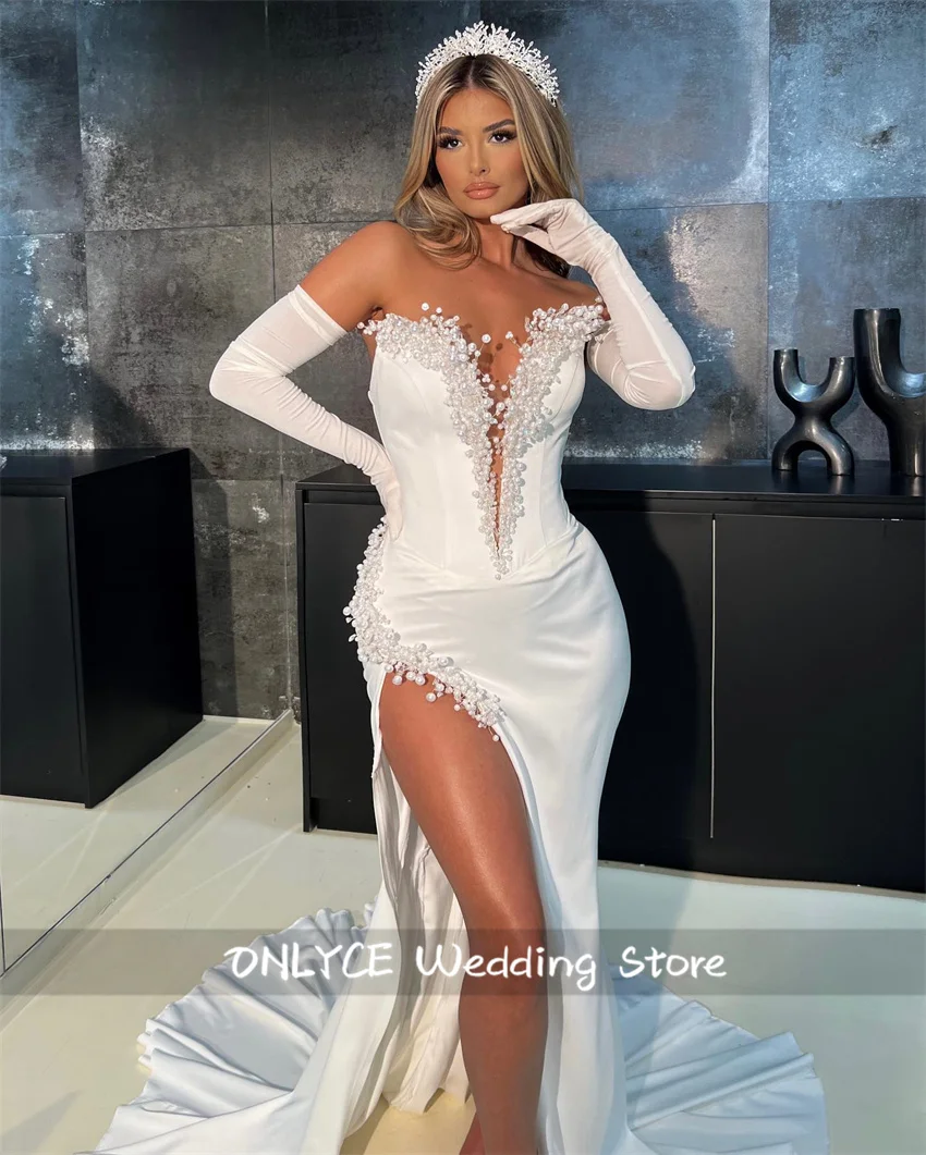New 2025 Elegant Mermaid Wedding Dress With Gloves Beading Crystals Pearls Glitter Bridal Gowns Court Train Vestidos Customized
New 2025 Elegant Mermaid Wedding Dress With Gloves Beading Crystals Pearls Glitter Bridal Gowns Court Train Vestidos Customized
