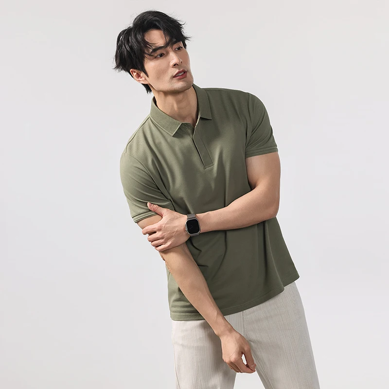Men Ice Silk Elastic Business Casual Lapel POLO Shirt Men Summer Cool Feeling Breathable Quick Drying Versatile Short Sleeve Top
Men Ice Silk Elastic Business Casual Lapel POLO Shirt Men Summer Cool Feeling Breathable Quick Drying Versatile Short Sleeve Top