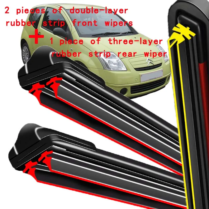 For Citroen C2 2003-2009 2004 2005 2006 2007 2008 Wiper Front&Rear Wiper Blades Windshield Windscreen Window Brushes 24"+18"+12"
For Citroen C2 2003-2009 2004 2005 2006 2007 2008 Wiper Front&Rear Wiper Blades Windshield Windscreen Window Brushes 24"+18"+12"