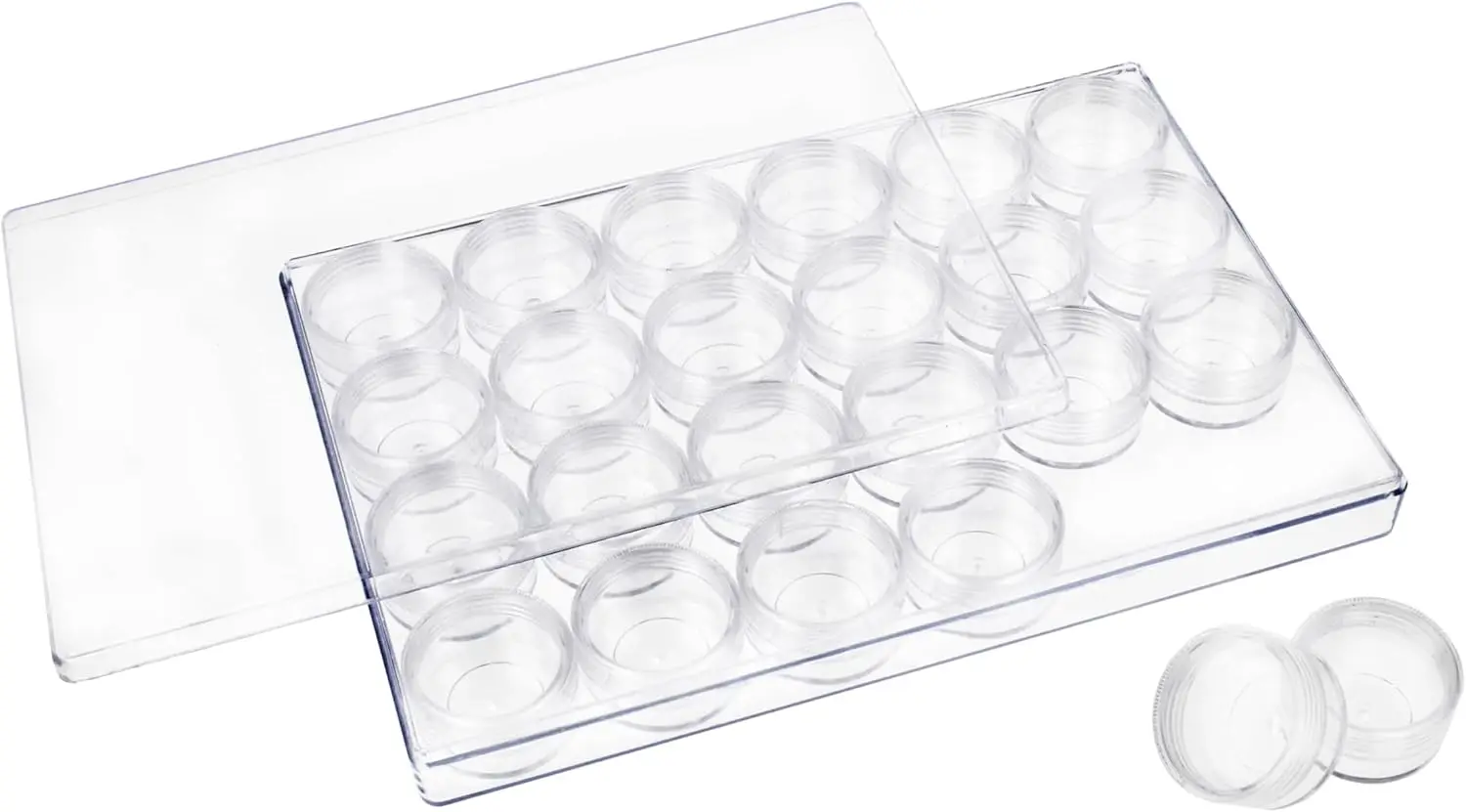 24-Compartment Clear Plastic Storage Box with Mini Jars, 9.5x6.4 Inches, Screw-Top Containers for Small Items
24-Compartment Clear Plastic Storage Box with Mini Jars, 9.5x6.4 Inches, Screw-Top Containers for Small Items