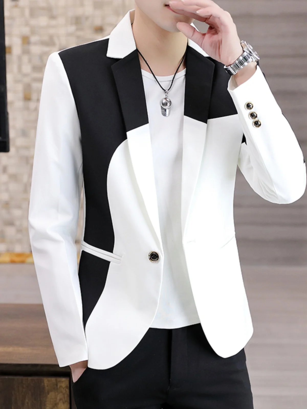 Sli Patchwork Men's Suit Jaet Slim Fit Trendy Single Button Korean Sle Spring Autumn Casual Faionable Outerwear
Sli Patchwork Men's Suit Jaet Slim Fit Trendy Single Button Korean Sle Spring Autumn Casual Faionable Outerwear