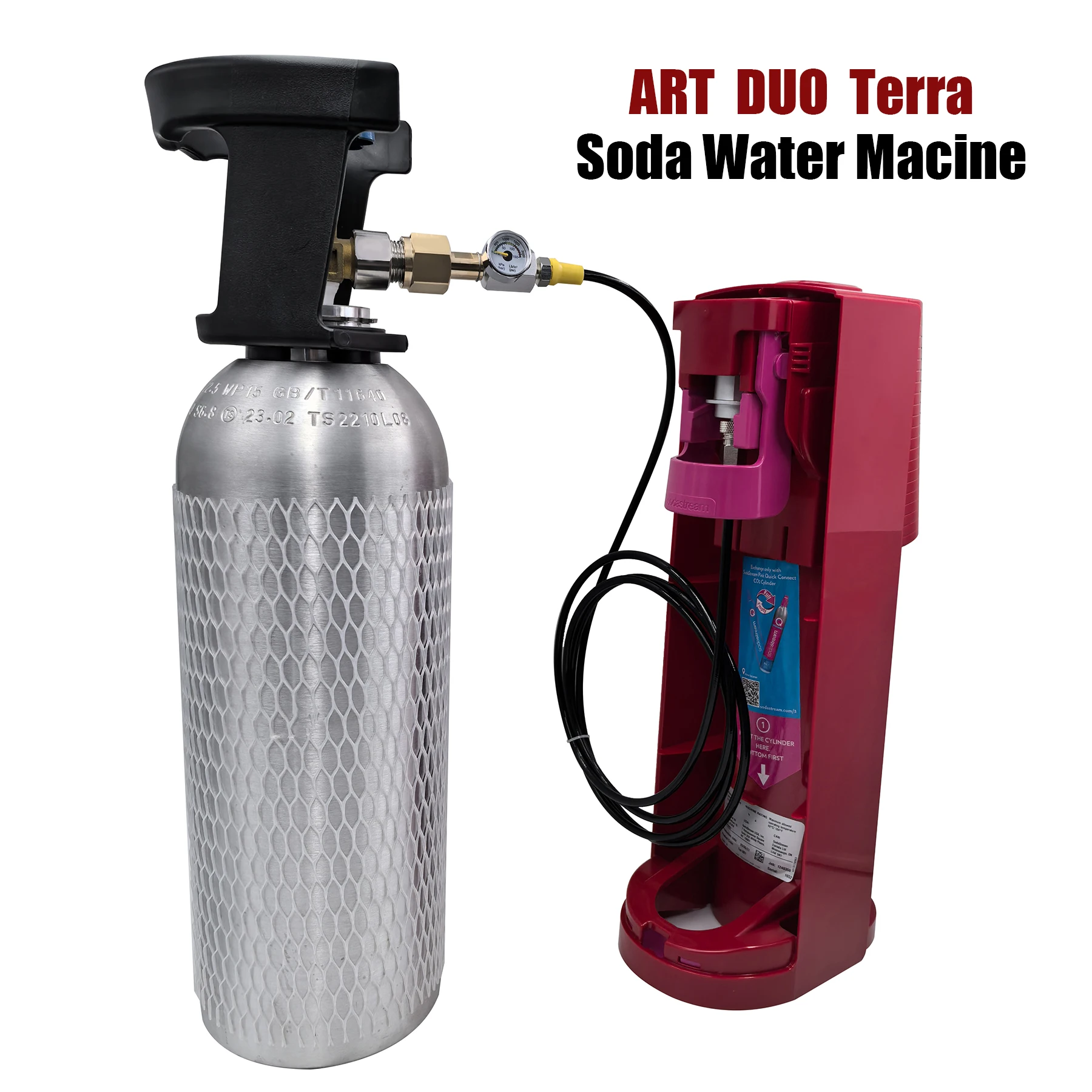 Soda Water Maker Terra DUO Art to CO2 Tank Cylinder Adapter Kit with Thread W21.8-14 G3/4 CGA320 with Quick Disconnect Connector
Soda Water Maker Terra DUO Art to CO2 Tank Cylinder Adapter Kit with Thread W21.8-14 G3/4 CGA320 with Quick Disconnect Connector
