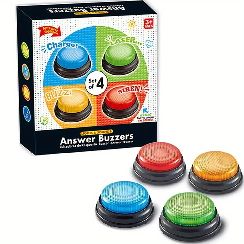 4pcs Fashion 4Colors Answer Buzzers with Lights and Sound Trivia Games Game Show Buzzer Buttons Game Buzzers for Classroom
4pcs Fashion 4Colors Answer Buzzers with Lights and Sound Trivia Games Game Show Buzzer Buttons Game Buzzers for Classroom