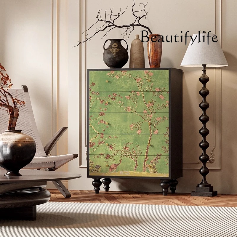 American retro wind green flower and bird decoration dining side cabinet sofa living room storage bedroom room storage five buck
American retro wind green flower and bird decoration dining side cabinet sofa living room storage bedroom room storage five buck