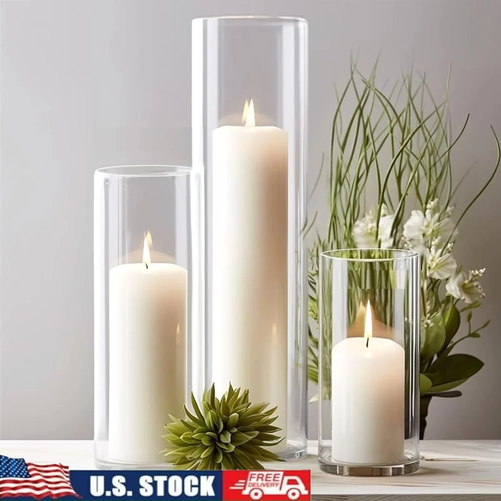 12 White Pillar Candles with Clear Glass Vases Ideal Weddings Parties Home Decor Centerpieces
12 White Pillar Candles with Clear Glass Vases Ideal Weddings Parties Home Decor Centerpieces