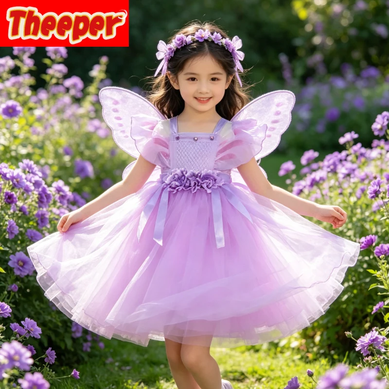 Enchanted Pixie Princess Ball Gown Lavender Bloom Embellishments Matched Butterfly Wings for Stage Shows and Holiday Photo Shoot
Enchanted Pixie Princess Ball Gown Lavender Bloom Embellishments Matched Butterfly Wings for Stage Shows and Holiday Photo Shoot