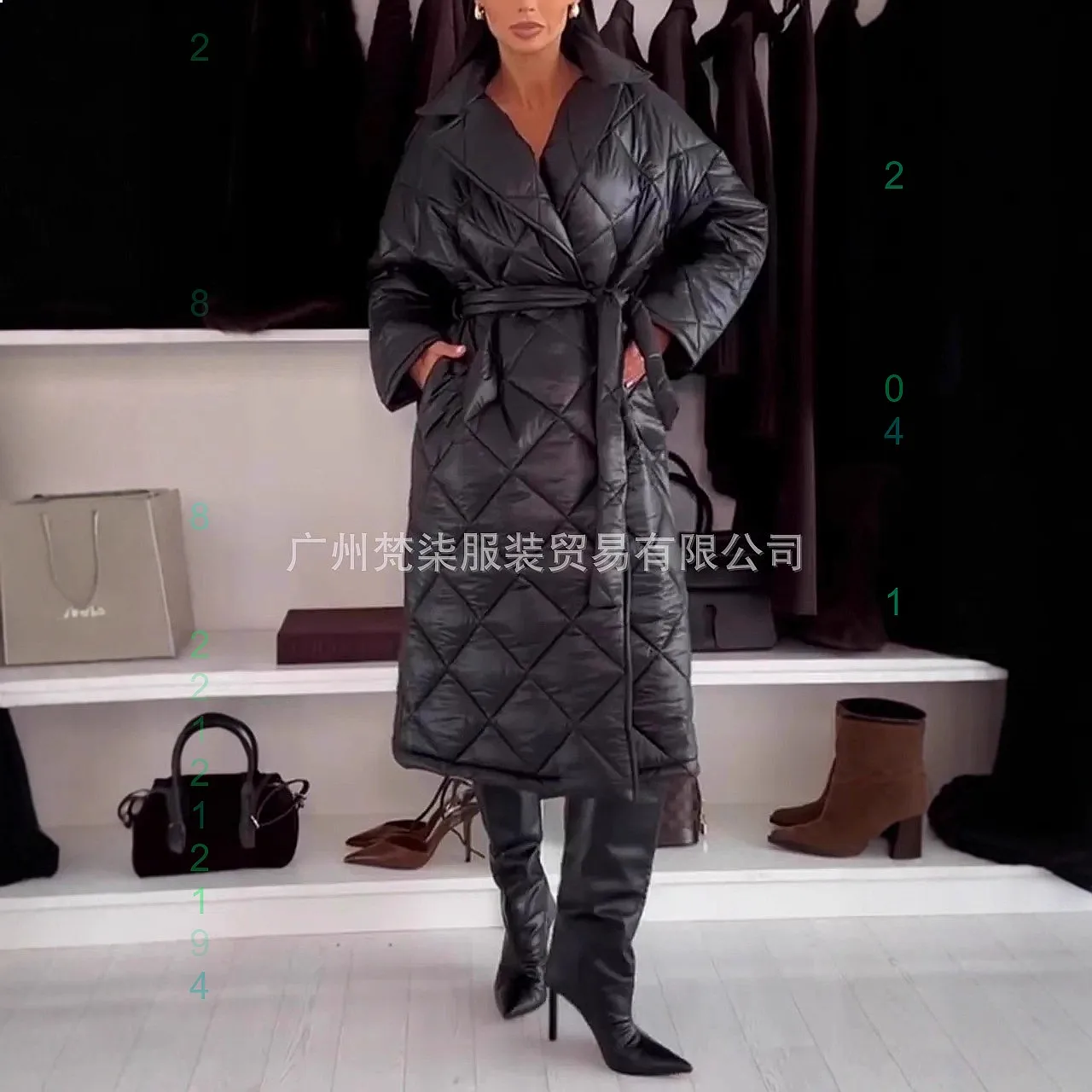 Autumn Winter Quilted Coat Women Long Jacket with Belt Diamond Pattern Turn-Down Collar Padded Coats
Autumn Winter Quilted Coat Women Long Jacket with Belt Diamond Pattern Turn-Down Collar Padded Coats