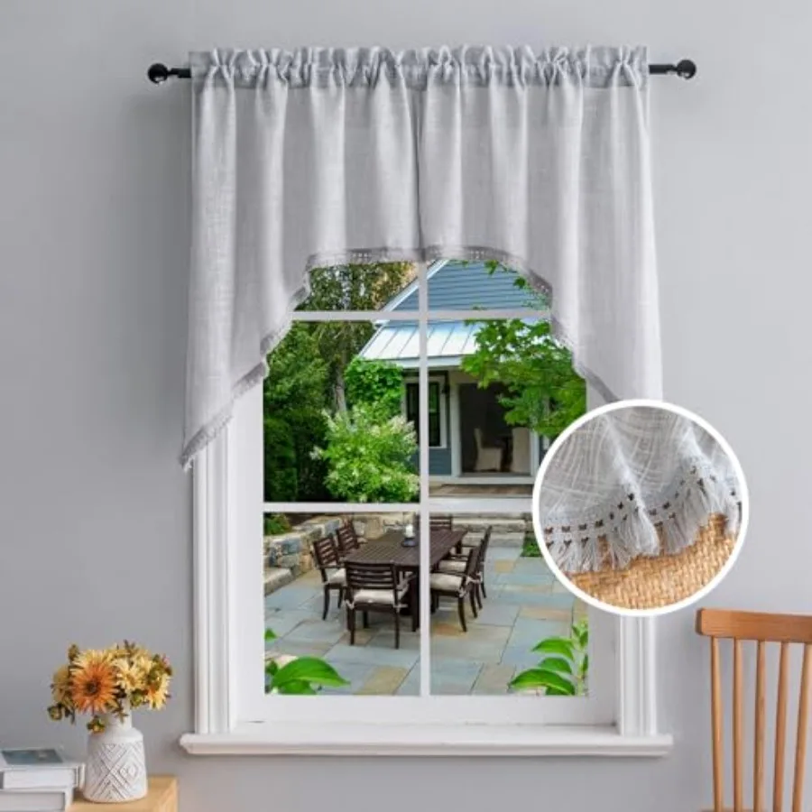 Beda Home Tassel Linen Textured Swag Valances for Farmhouses' Kitchen; Rustic Short Swag Topper for Small Windows Bedroom Priva
Beda Home Tassel Linen Textured Swag Valances for Farmhouses' Kitchen; Rustic Short Swag Topper for Small Windows Bedroom Priva
