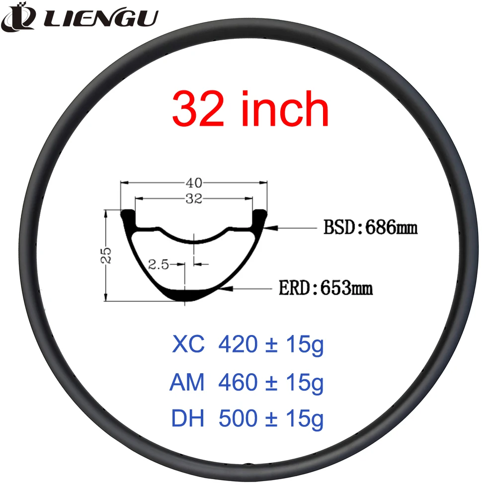 32er Mountain Bicycle Carbon Rim 40mm Width 32mm Inner Asymmetry Tubeless 32 inch MTB Wheel 25mm Depth Cross Country XC AM DH
32er Mountain Bicycle Carbon Rim 40mm Width 32mm Inner Asymmetry Tubeless 32 inch MTB Wheel 25mm Depth Cross Country XC AM DH