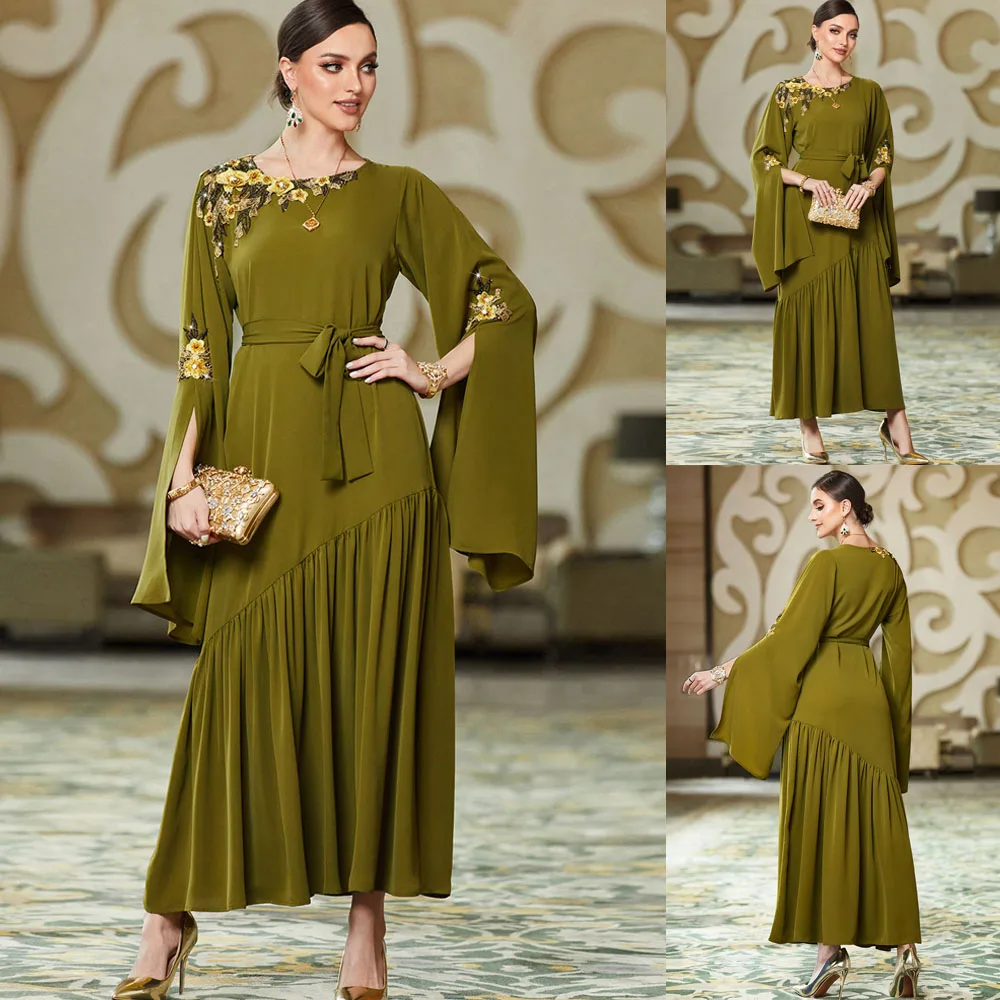 Arabic Dubai Evening Dresses with Cape Sleeves Elegant Embroidery Women Wedding Party Formal Gowns Muslim Pleated Long Dress
Arabic Dubai Evening Dresses with Cape Sleeves Elegant Embroidery Women Wedding Party Formal Gowns Muslim Pleated Long Dress