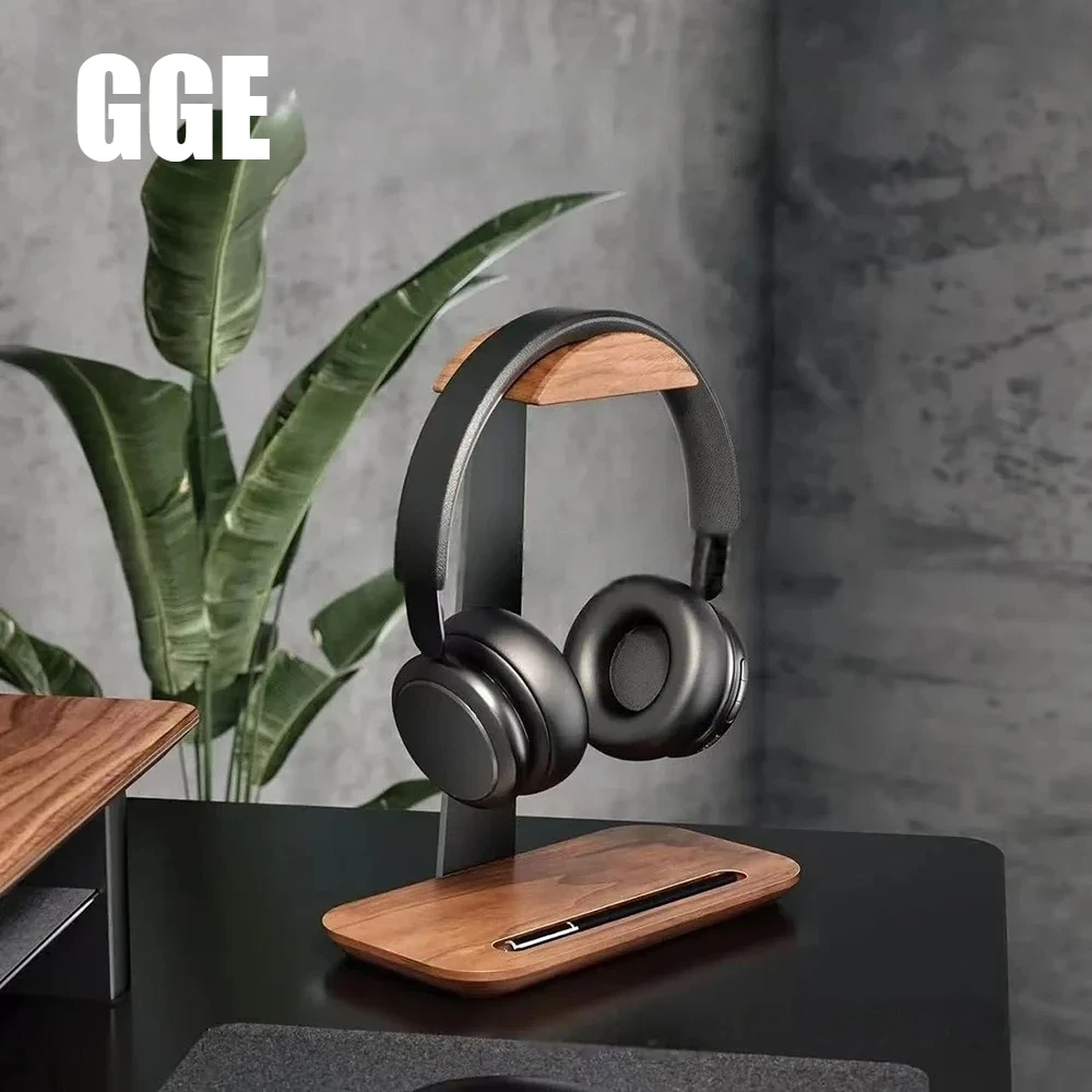 GGE Wooden Headset Holder Aluminuim Alloy Universal Headphone Stand Aluminum Earphone Display with Pen Slot Simple Storage Rack
GGE Wooden Headset Holder Aluminuim Alloy Universal Headphone Stand Aluminum Earphone Display with Pen Slot Simple Storage Rack