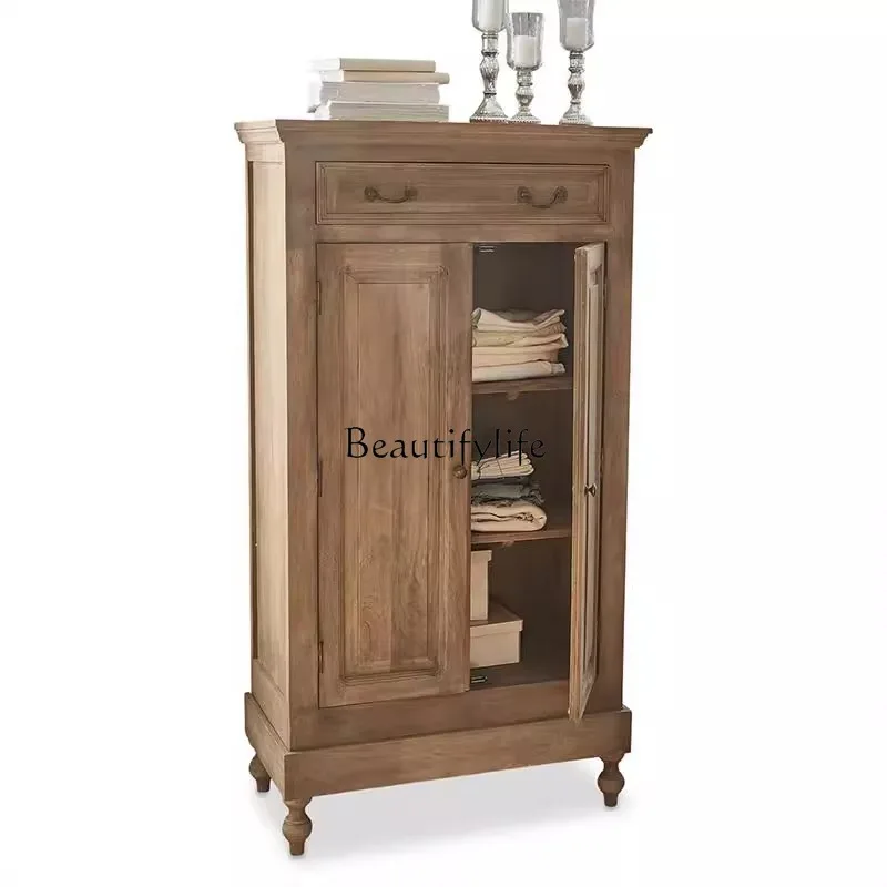 Solid wood French retro double door wardrobe bedroom storage small apartment locker
Solid wood French retro double door wardrobe bedroom storage small apartment locker