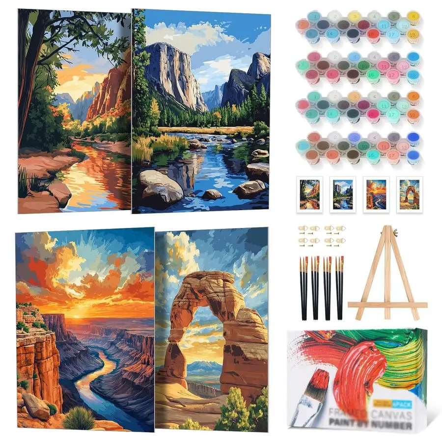 Pack Framed Paint by Numbers Kit for Adults Beginner with Wooden Easel, National Park Paint by Number Kits with Frame, DIY Acryl
Pack Framed Paint by Numbers Kit for Adults Beginner with Wooden Easel, National Park Paint by Number Kits with Frame, DIY Acryl