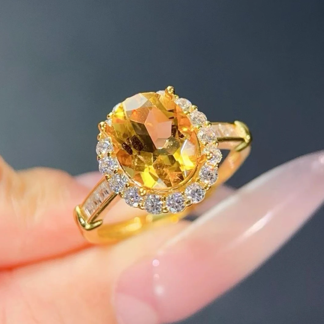 925 Silver Crystal Ring 8x10mm Natural Citrine Ring with Certificate Sterling Silver Gemstone Jewelry with 18K Gold Plating
925 Silver Crystal Ring 8x10mm Natural Citrine Ring with Certificate Sterling Silver Gemstone Jewelry with 18K Gold Plating