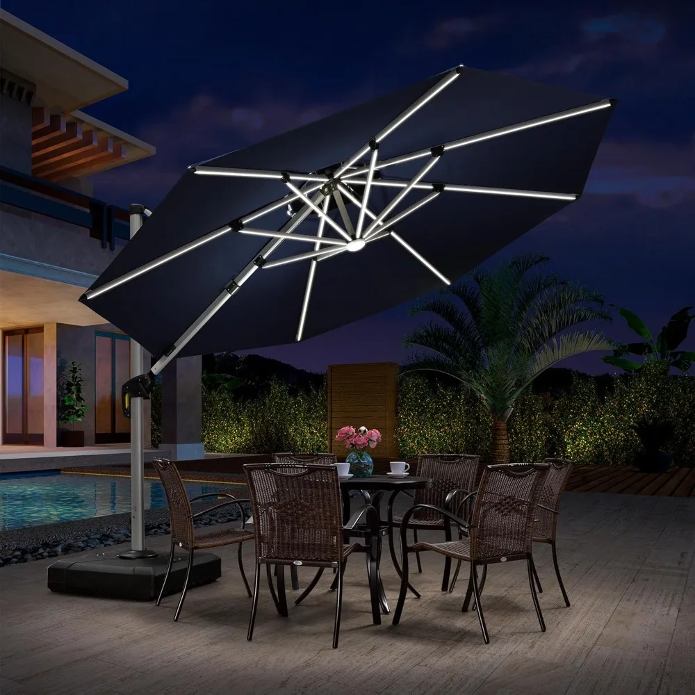 11ft Solar powered LED Patio Umbrella Outdoor Round Umbrellas Large Cantilever Umbrella with LED lights Windproof Offset Umbrel
11ft Solar powered LED Patio Umbrella Outdoor Round Umbrellas Large Cantilever Umbrella with LED lights Windproof Offset Umbrel