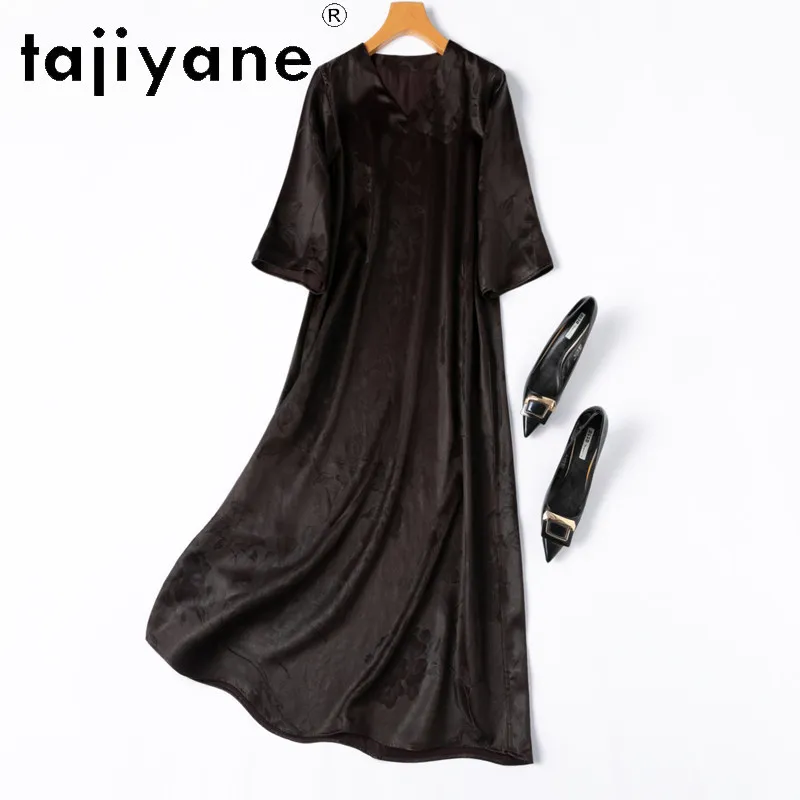 TAJIYANE 45ММ 100% Шелковые платья из тутового шелкопряда для женщин, роскошные жаккардовые шелковые платья с V-образным вырезом, свободные длинные платья, весенняя коллекция 2026, vestidos
TAJIYANE 45ММ 100% Шелковые платья из тутового шелкопряда для женщин, роскошные жаккардовые шелковые платья с V-образным вырезом, свободные длинные платья, весенняя коллекция 2026, vestidos