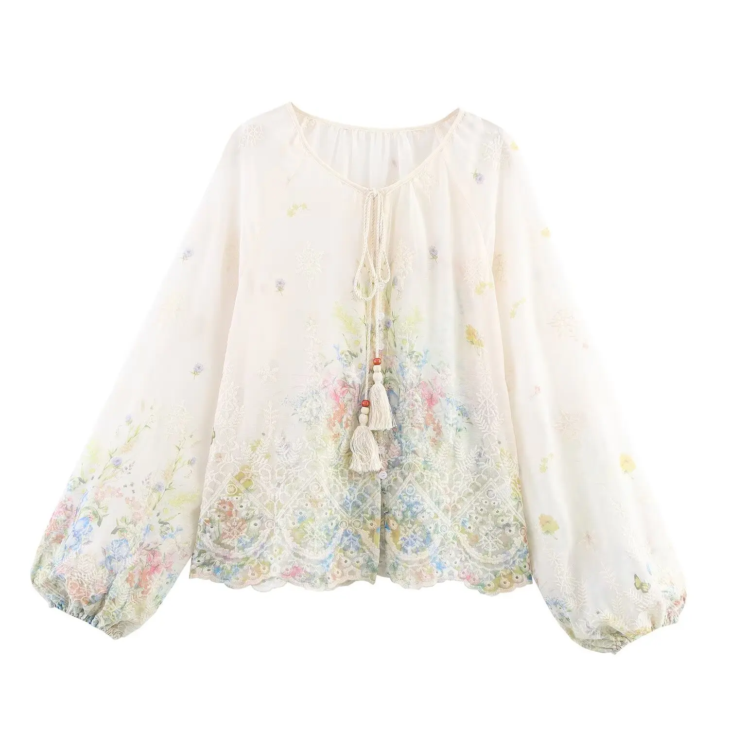 European and American style 2025 early autumn new round neck lace-up embroidered long-sleeved casual shirt
European and American style 2025 early autumn new round neck lace-up embroidered long-sleeved casual shirt