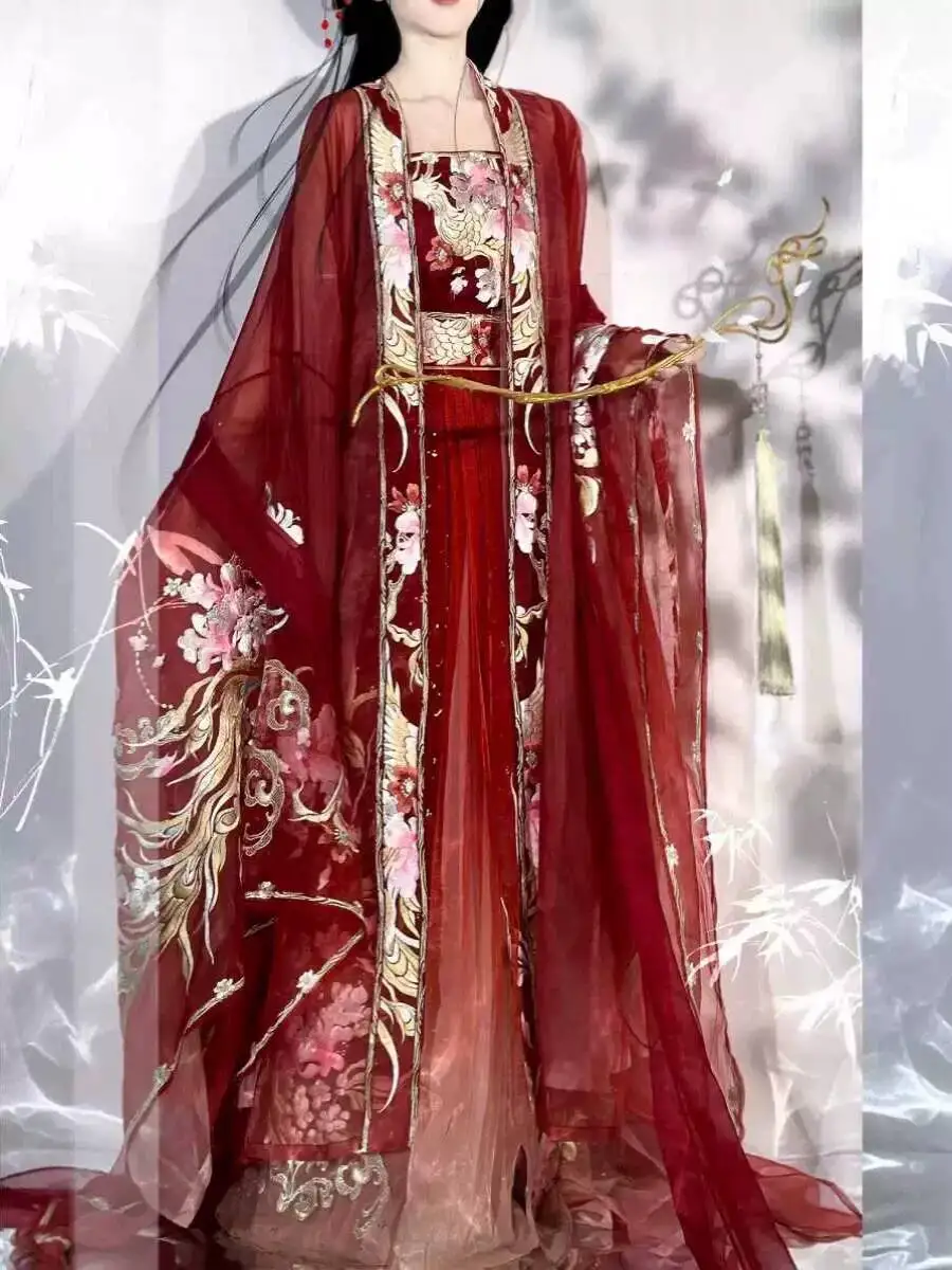 New Hanfu Women Nishang Feather Robe Heavy Industry Embroidery Big Sleeved Shirt Tang System Straps Waist Length Red
New Hanfu Women Nishang Feather Robe Heavy Industry Embroidery Big Sleeved Shirt Tang System Straps Waist Length Red