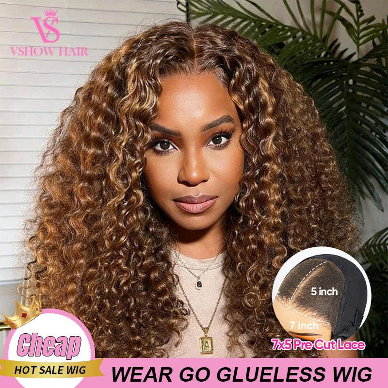 VSHOW Water Wave 4/27 Highlight Wear Go Glueless Wigs 7x5 Pre-Cut Lace Pre-Plucked Wigs 220% Density 100% Human Hair
VSHOW Water Wave 4/27 Highlight Wear Go Glueless Wigs 7x5 Pre-Cut Lace Pre-Plucked Wigs 220% Density 100% Human Hair