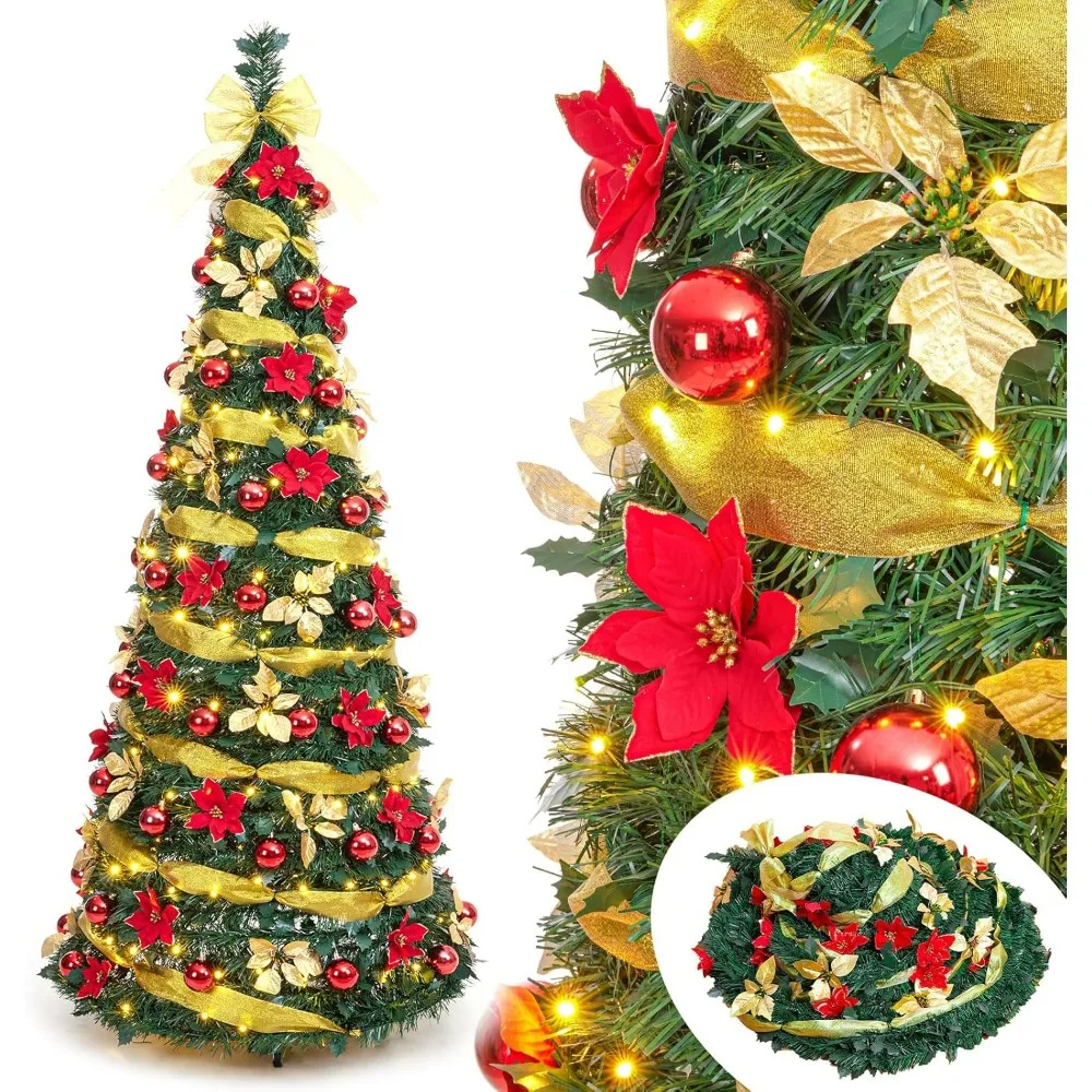 Pre Lit Pre Decorated Christmas Tree Pop Up Christmas Tree with Remote Control, with Warm White & Colorful LED Lights
Pre Lit Pre Decorated Christmas Tree Pop Up Christmas Tree with Remote Control, with Warm White & Colorful LED Lights