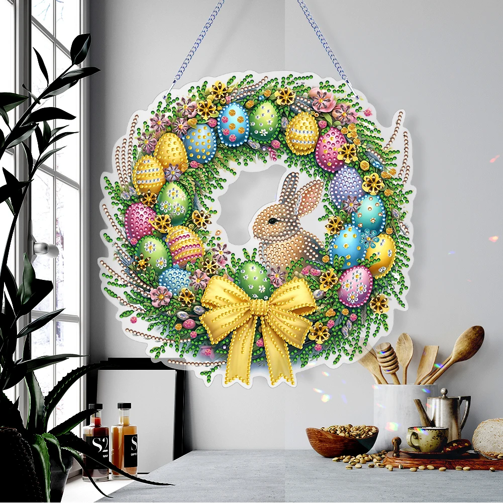 Single Sided 5D DIY Diamond Painting Dots Pendant Handmade Easter Wreath Rhinestone Diamond Art Window Pendants for Office Decor
Single Sided 5D DIY Diamond Painting Dots Pendant Handmade Easter Wreath Rhinestone Diamond Art Window Pendants for Office Decor