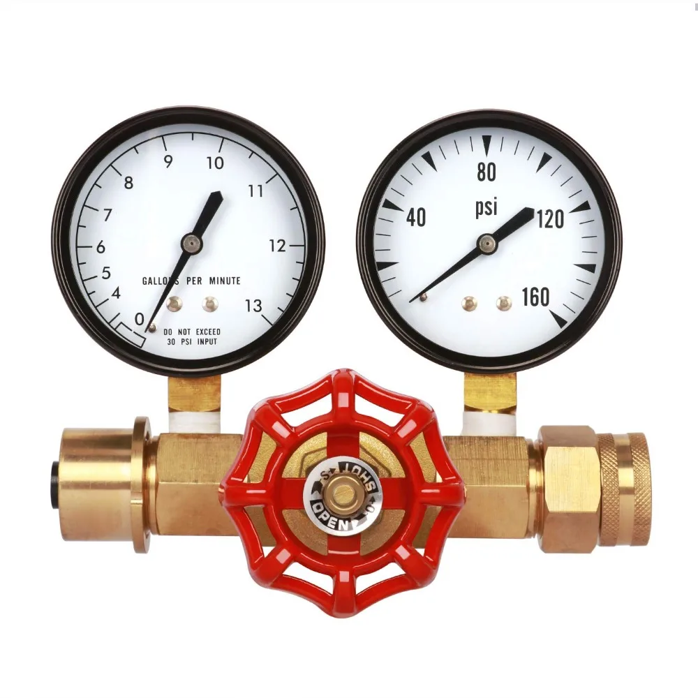 Water Pressure and Flow Test Gauge Assembly, Dual Measurement for Pressure (0-160 PSI) and Flow (0-13 GPM), 2-1/2” Dial, 3/4” N
Water Pressure and Flow Test Gauge Assembly, Dual Measurement for Pressure (0-160 PSI) and Flow (0-13 GPM), 2-1/2” Dial, 3/4” N